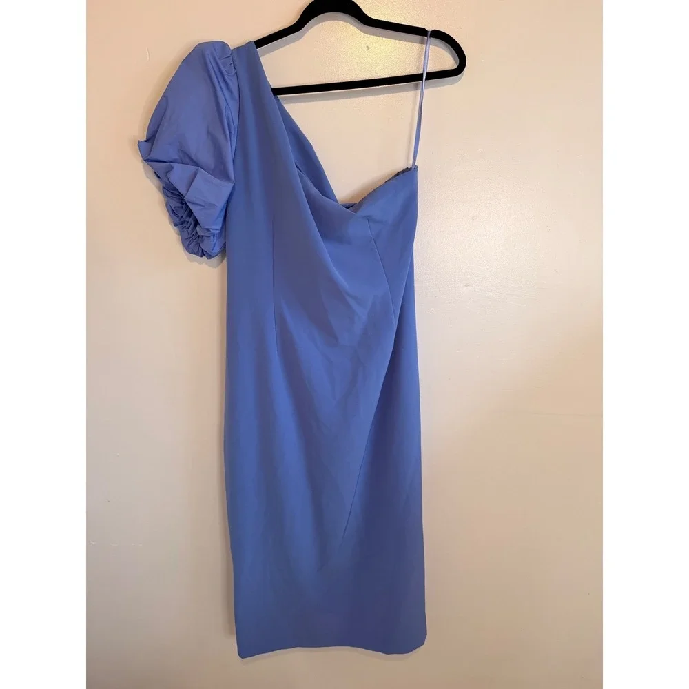 NWT‎ Lauren Ralph Lauren One Shoulder Dress Women 18 Loch Blue Crepe Cocktail